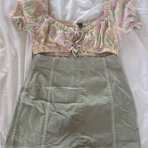 Target Mini Skirt in Olive Green